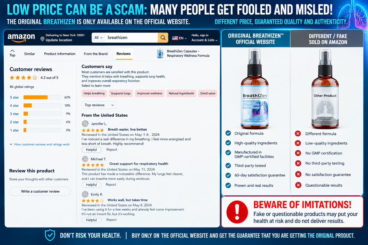 Original versus counterfeit BreathiZen